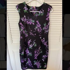 Black Dress with Purple Flower Print